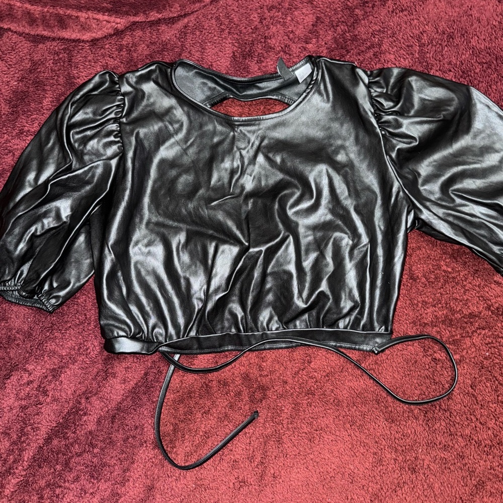 Women H&M crop faux leather top